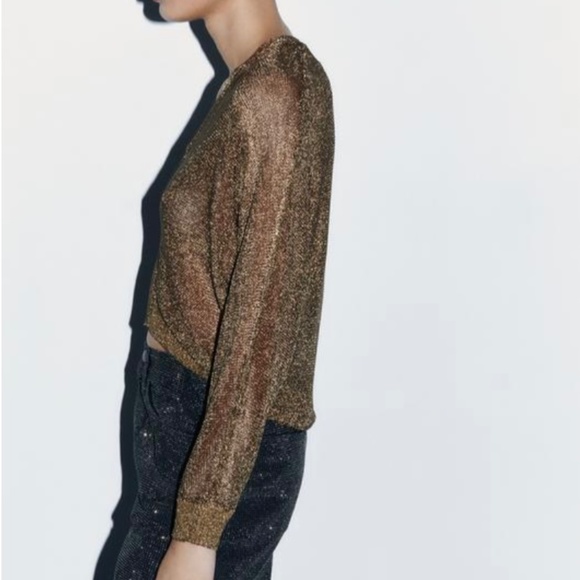 Zara Metallic Bomber / Cardigan - New without tags / never worn; Gunmetal colour - Picture 3 of 7